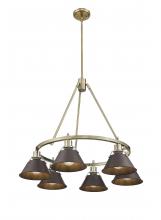  3306-6 AB-RBZ - Orwell 6-Light Chandelier in Aged Brass with Rubbed Bronze